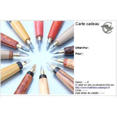 Carte cadeaux (valable pour les outils)