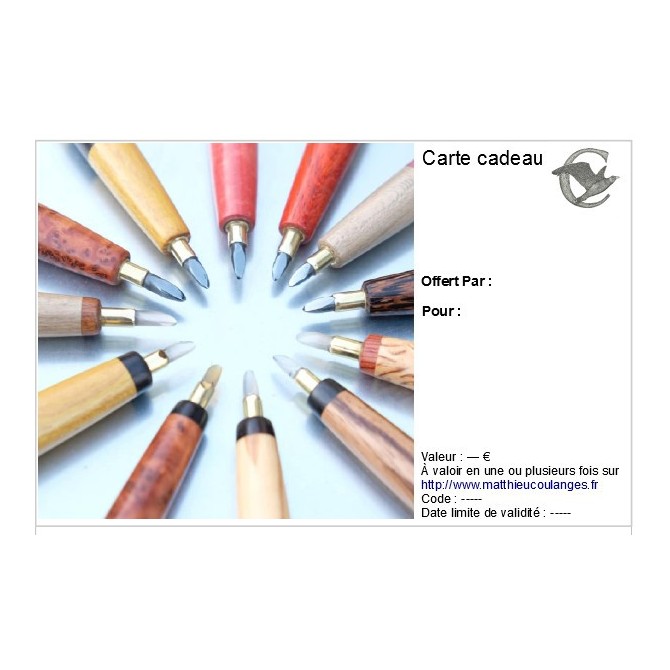 Carte cadeaux (valable pour les outils)