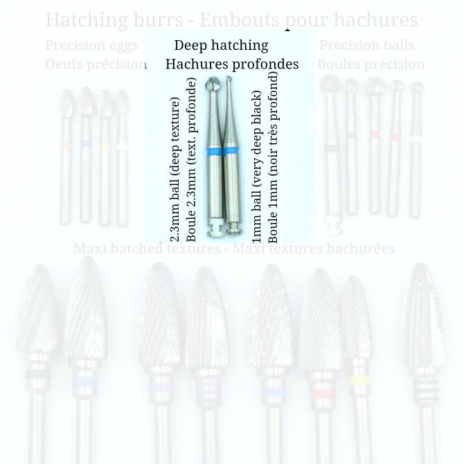 Roulettes burrs for making hatching - with or without handle
