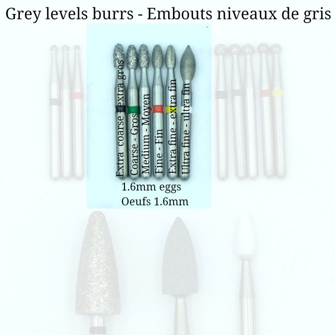 Roulettes burrs for creating black and gray tones (grain tips) - With or without handle