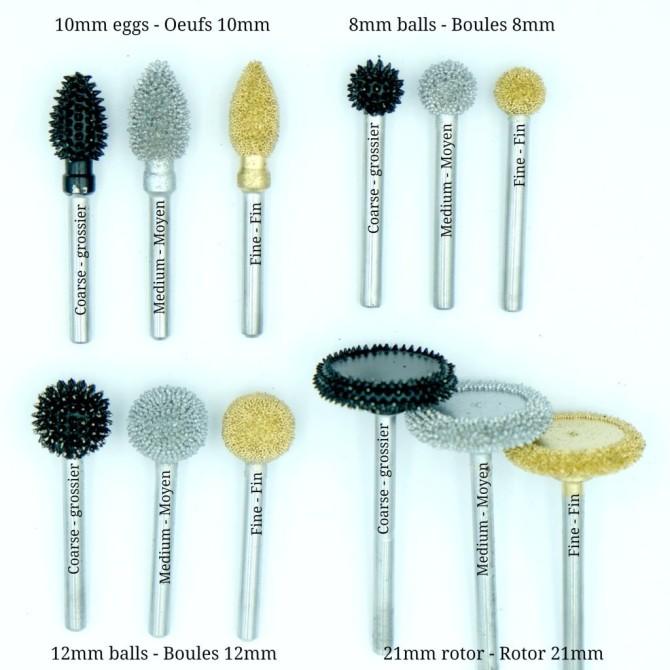 Roulettes burrs for very rough textures (spiked tips) - with or without handle
