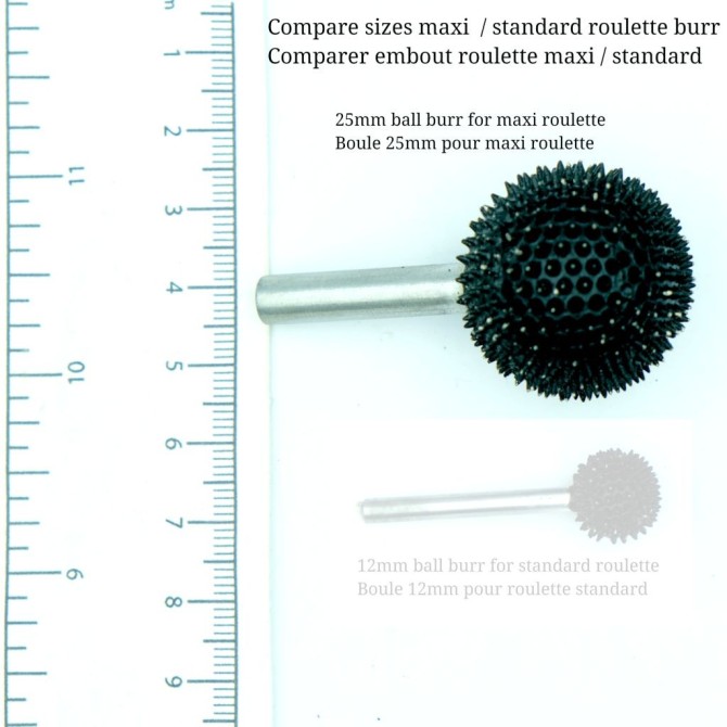 Maxi roulette for both intaglio - relief print : handle and burrs
