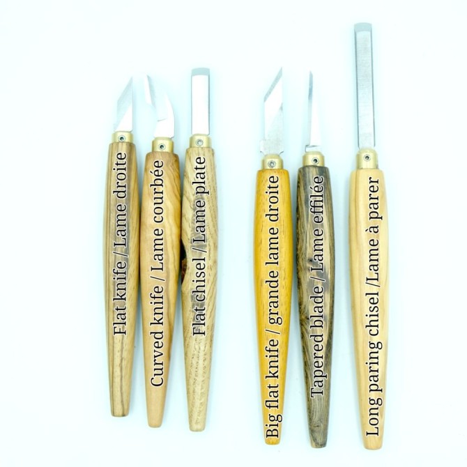 Knife with interchangeable blades for relief print